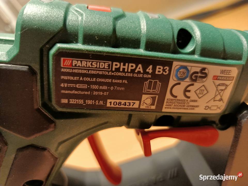 PARKSIDE® Pistolet à colle sans fil »PHPA 4 B3«