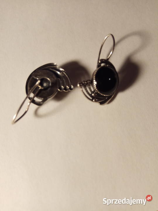 Kolczyki z czarnymi onyksami srebro Pozostałe Pszczyna sprzedam