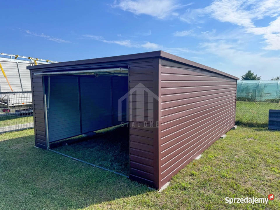 Garaż blaszany 4x5m brama uchylna ciemny brąz 285zł/m2 Rybnik