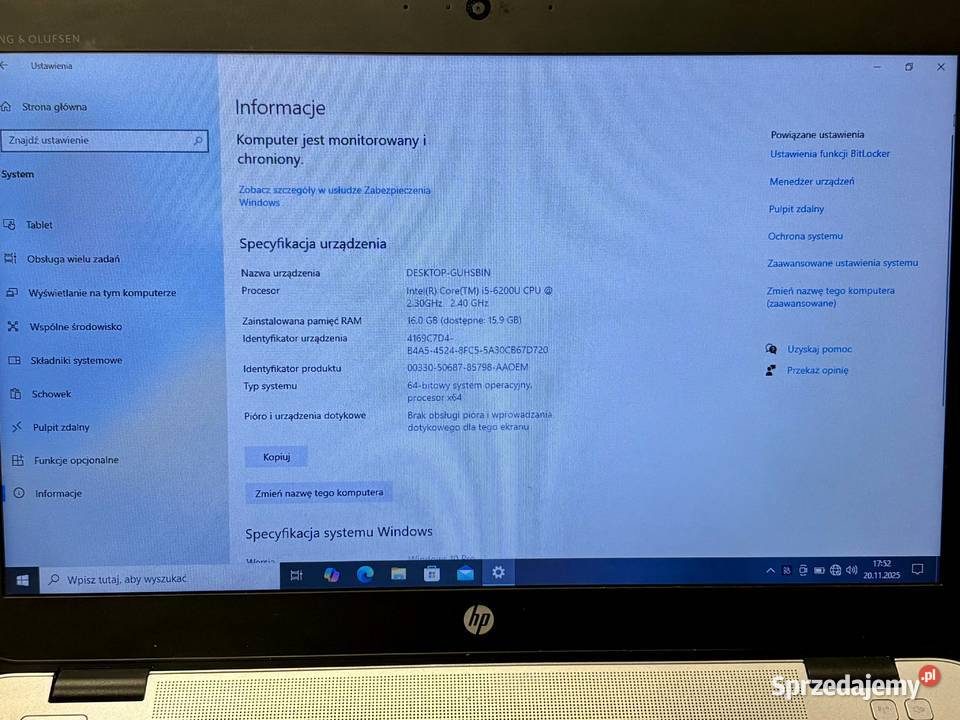 Laptop HP Elitebook 840 G3 i56200U HD 14 Intel warmińsko-mazurskie Elbląg