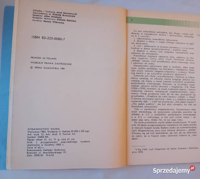 Irena Gumowska Bądź zdrów smacznego Watra 1983 r Koźminek