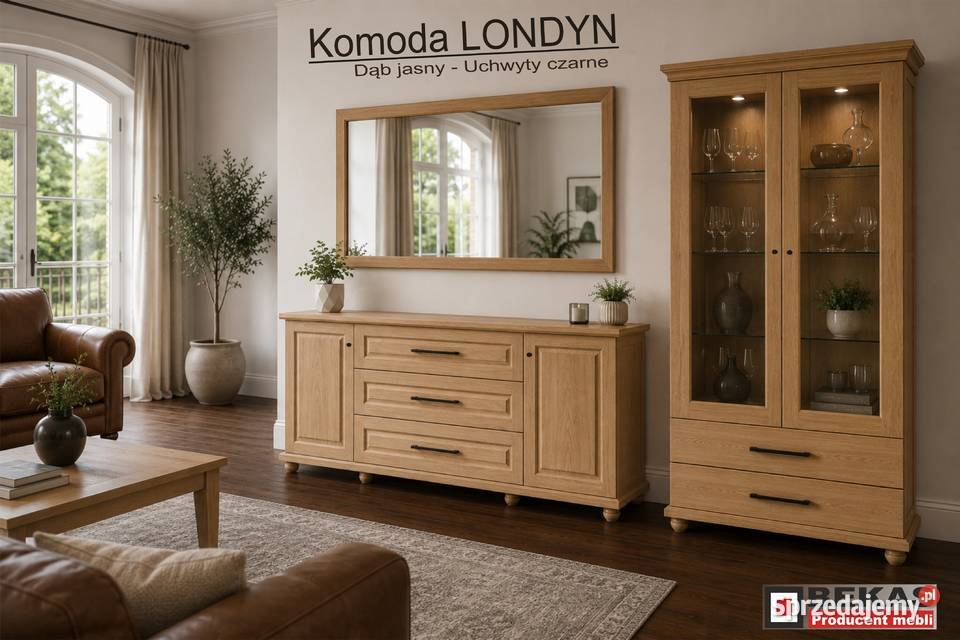 Komoda LONDYN Biała Loftowa Blat Orzech Wenge Meble Białystok