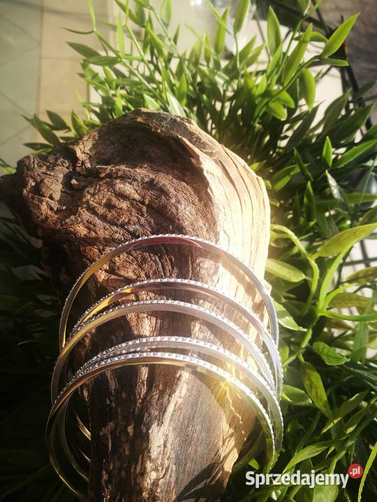 Bransoletka koło sztywna stal cyrkonie kryształy