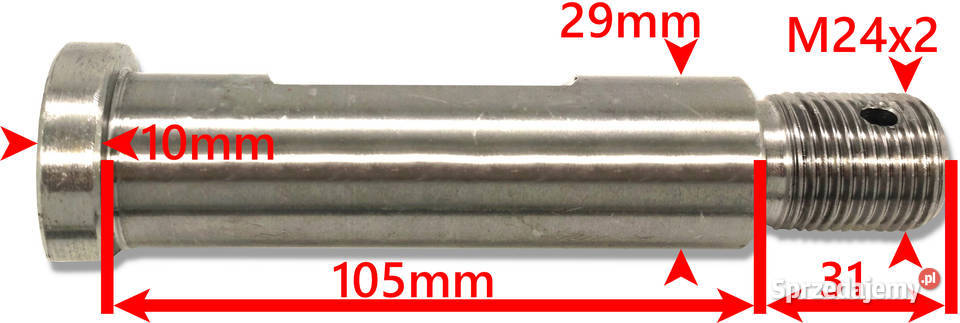 Sworzeń Dyszla 146x29 M24x2 PRZYCZEPY D47 Solec Kujawski sprzedam