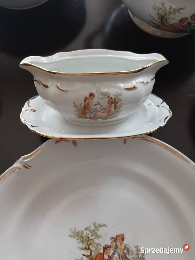 Komplet obiadowy Chodzież na 12 osób Miłość Porcelana i szkło łódzkie Aleksandrów Łódzki