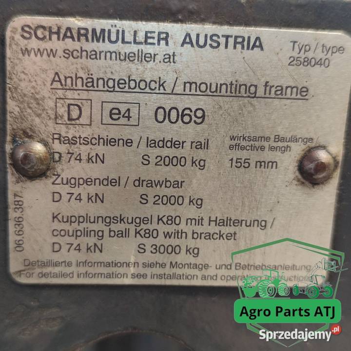 Korpus zaczepu polowego Scharmller S32 3302532 Ciechanowiec