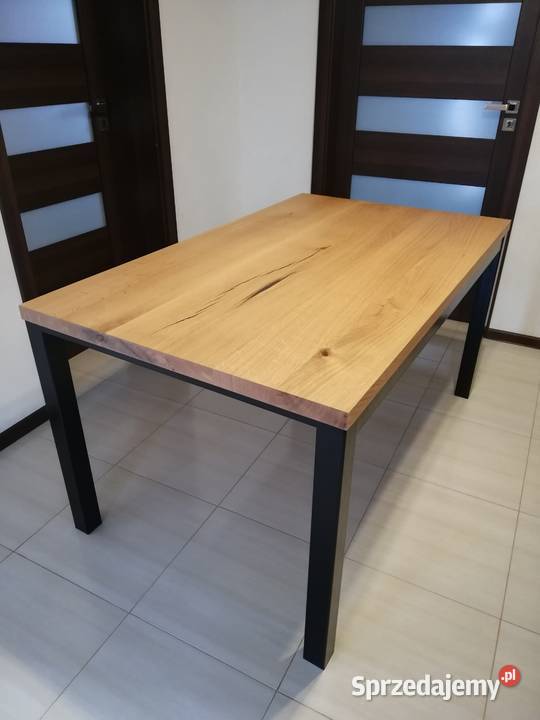 Stół dębowy metalowe nogi LOFT płozy 90 x 160 wielkopolskie