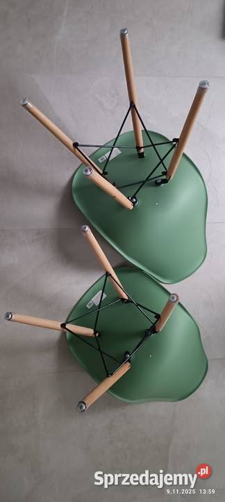 Krzesło styl skandynawski zielone nogi buk 46cm