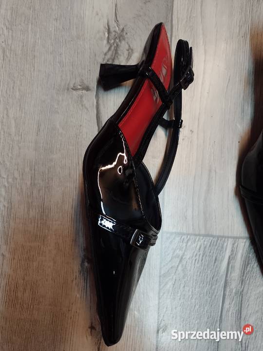 4041 Czarne czółenka wieczorowe z odkrytą piętą Kraków