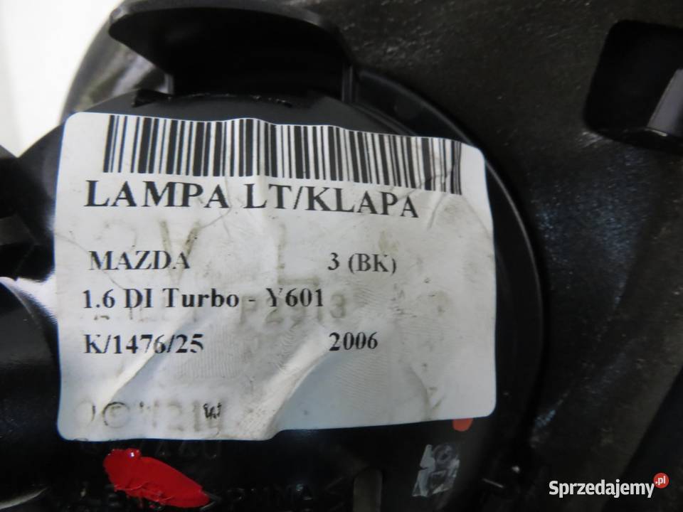 LAMPA LEWA TYLNA KLAPA MAZDA 3 BK P2913L sprzedam