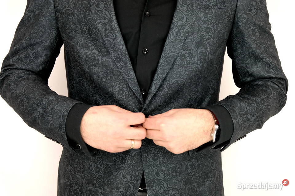 GIOVANNI PERA Marynarka Męska D803 Czarno Szara wielkopolskie Ostrów Wielkopolski