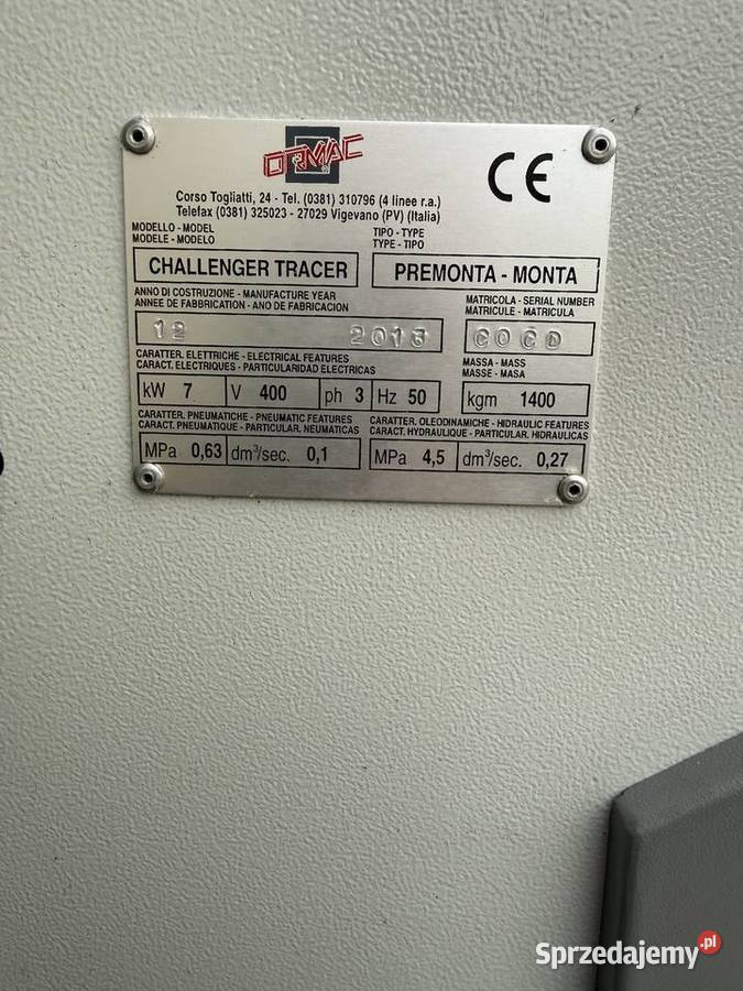 Ormac Challenger Tracer CE Komputerowa ćwiekarka Łaskarzew sprzedam