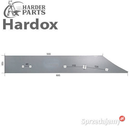 Płoza długa HARDOX L1133L części do pługa Suwałki