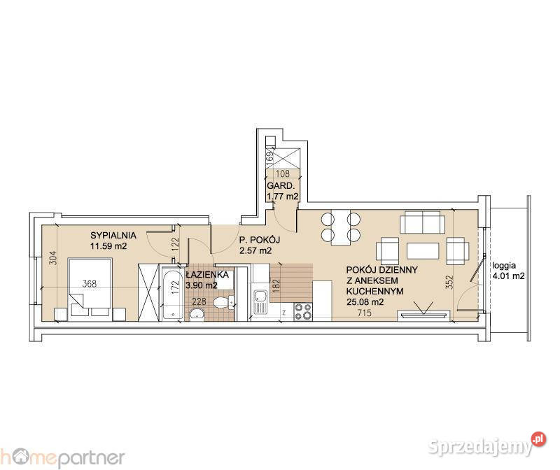 Mieszkanie 4491m2 2 pokoje Wrocław Rafała