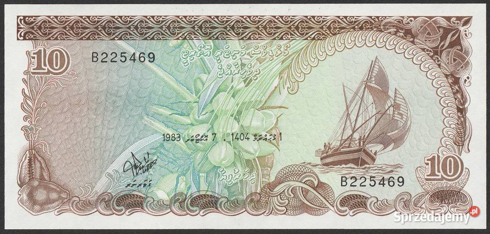 Malediwy 10 rufiyaa 1983 stan bankowy UNC łódzkie Łódź