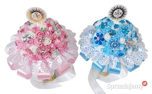 Bukiet na komunię różowy niebieski Radzyń Podlaski