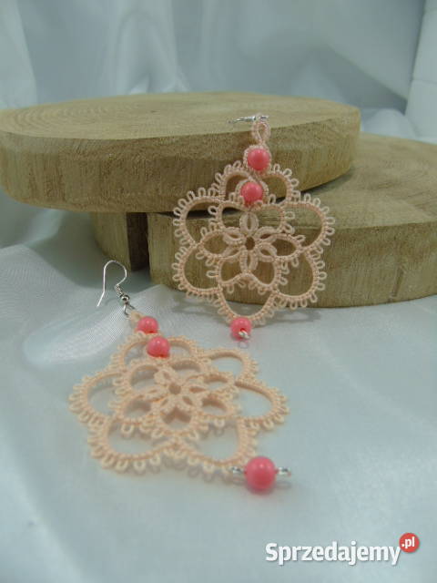 Kolczyki frywolitkowe różne wzory i kolory Wiśniowa