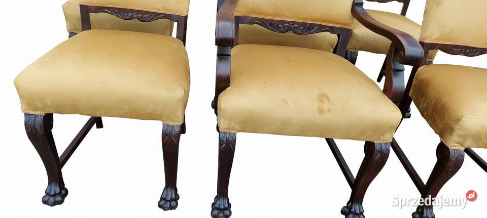 KOMPLET KRZESEŁ Z FOTELAMI NA LWICH ŁAPACH