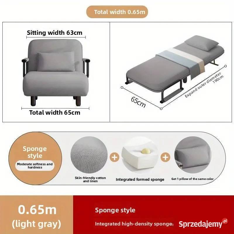 FOTEL SZARY 3 W 1 do spania leżenia i siedzenia Częstochowa