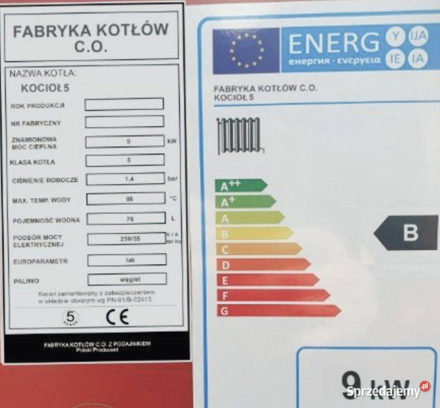 KOCIOŁ PIEC 9 kW do 80 m2 węgiel drewno dostawa Pleszew