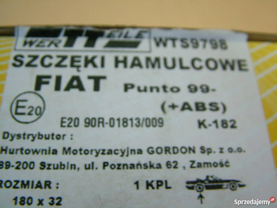 Fiat Punto II Szczęki Hamulcowe tył ABS szczęki Turek