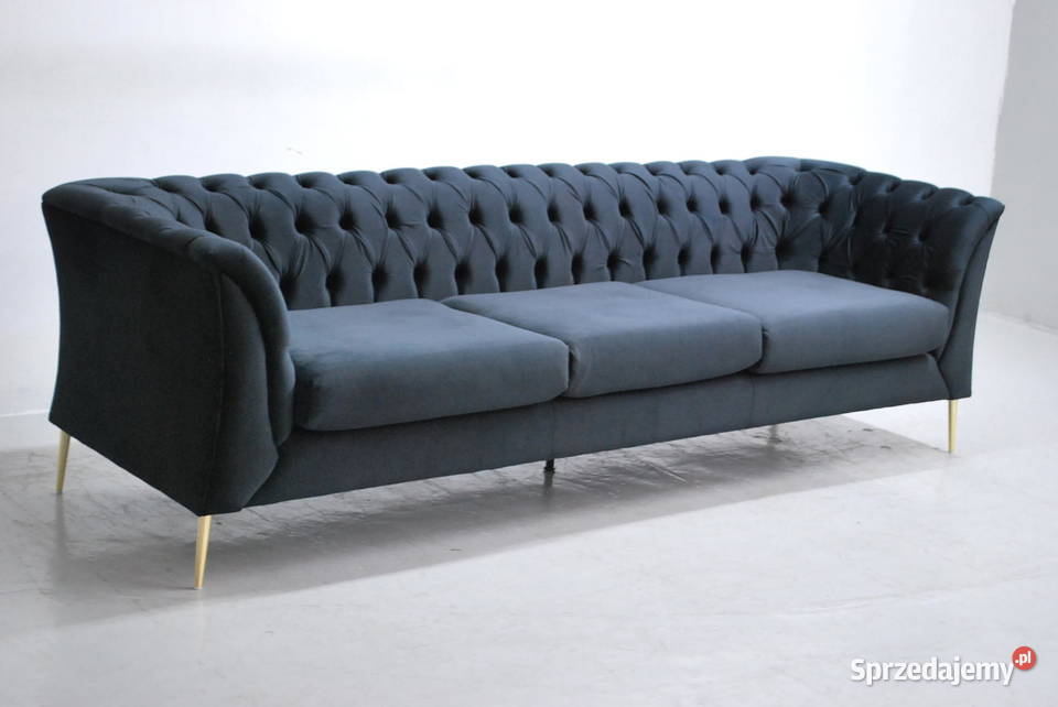 SBJ DESIGN WIELKA SOFA 3 kanapa czarny welur wielkopolskie