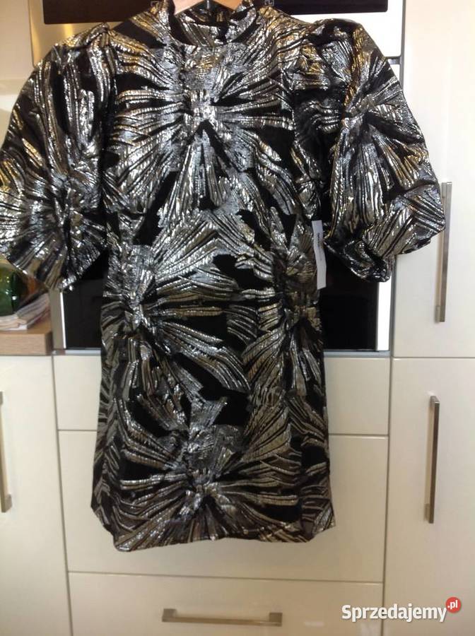 Srebrna Efektowna Sukienka Damska GINA TRICOT 36 Nowa Sól