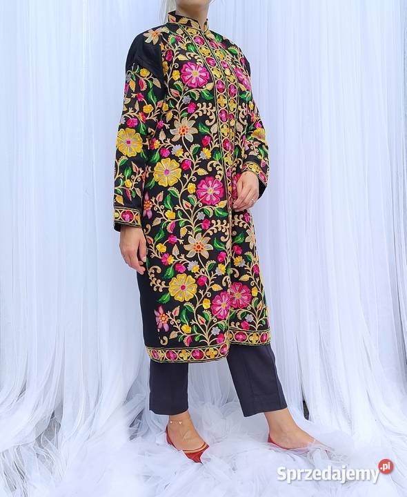 Orientalny płaszcz XXL 44 narzutka kimono czarny zachodniopomorskie Szczecin