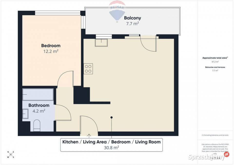 Nowoczesne jasne 2 pokoje Gdańsk Perspektywa Wynajem