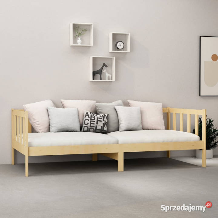 Łóżko dzienne z materacem lite drewno sosnowe 98cm