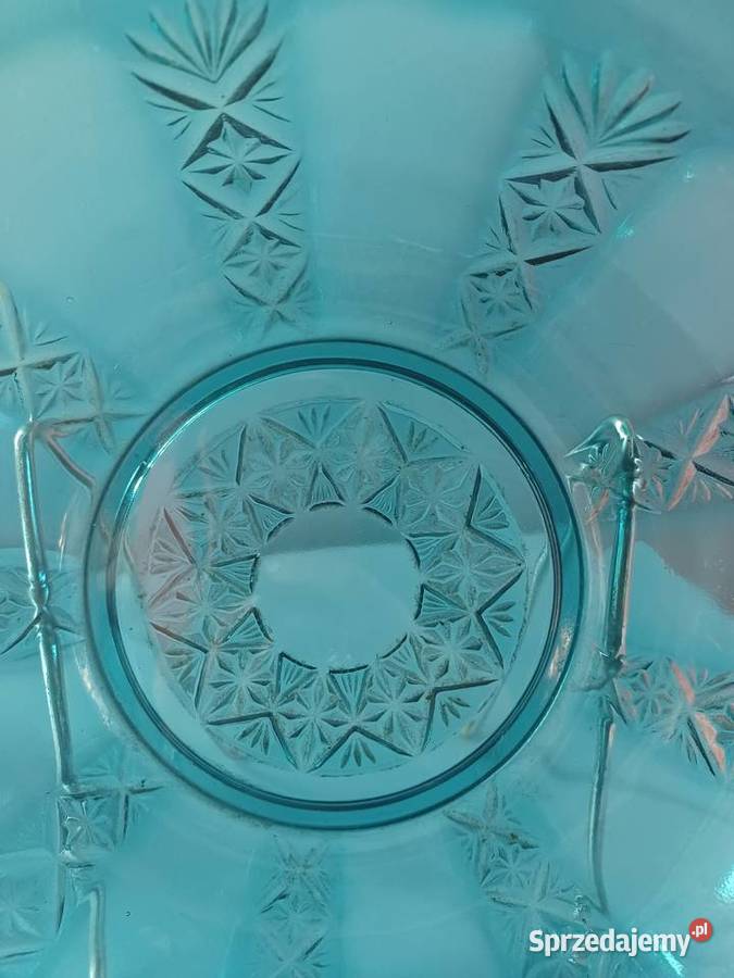 Piękna stara szklana misa Hortensja kolor Łódź