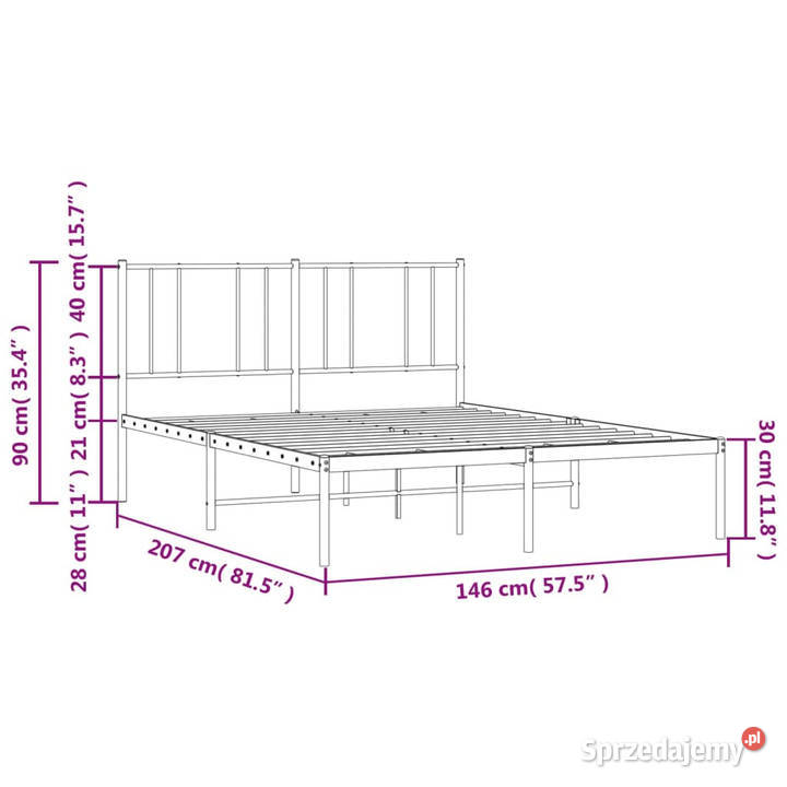 Łóżko Metalowe Białe Rama Łóżka Ze Stelażem 90cm