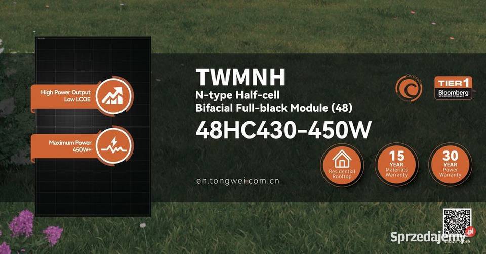 HIT Panel PV TW Solar TWMNH 445W bifacial