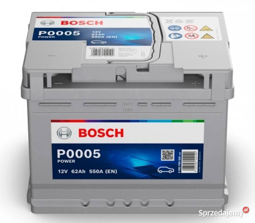 Akumulator 62Ah 550A EN Bosch P0005 P osobowe pomorskie sprzedam