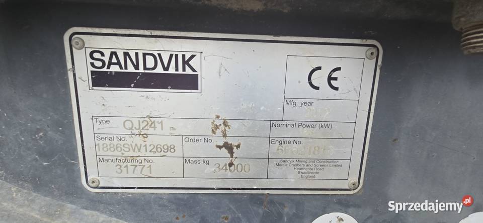 Kruszarka szczękowa Sandvik QJ241 DARMOWE TESTY Trachy