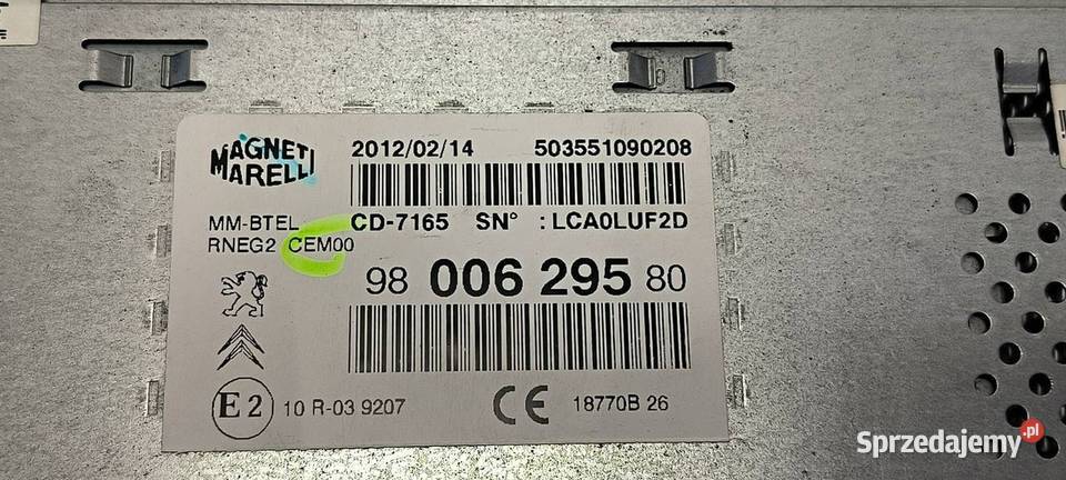 RADIO PEUGEOT 508 RXH 9800629580 Lipno sprzedam