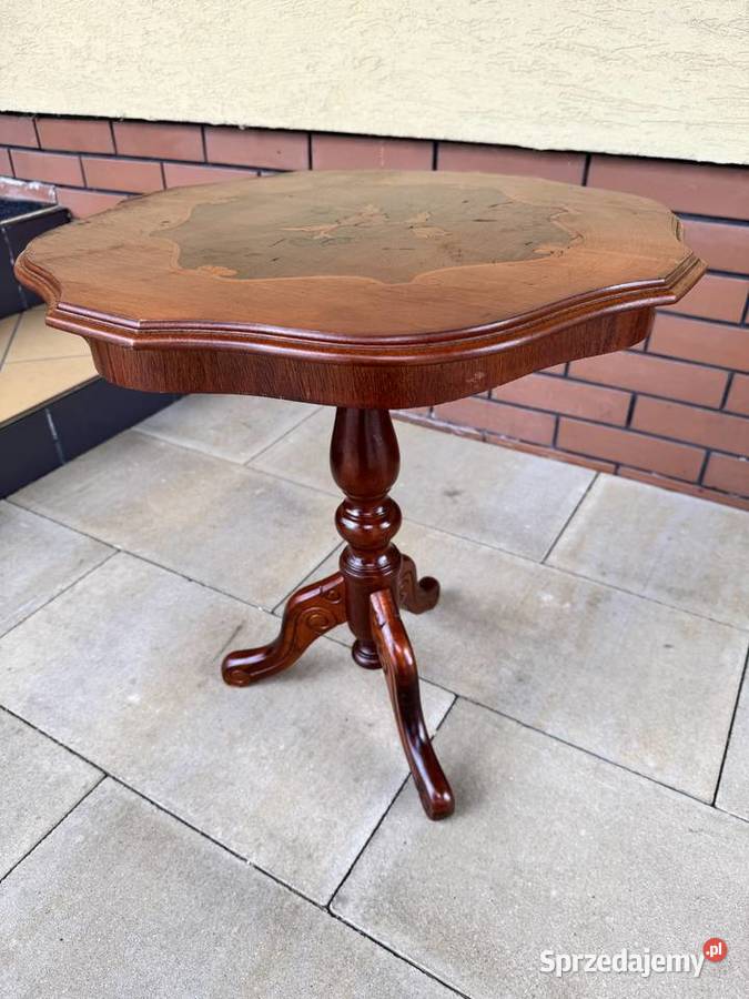 Stolik kawowy włoski stylowy intarsja ława stół