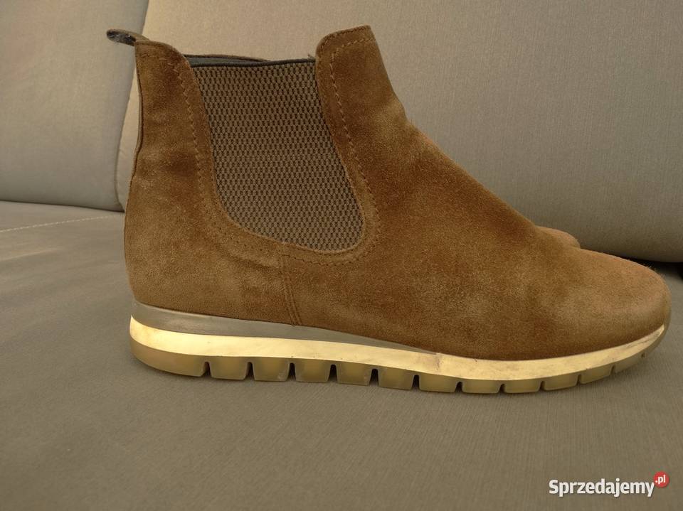 Buty Botki Damskie Skórzane Sztyblety Camelowe Łomża