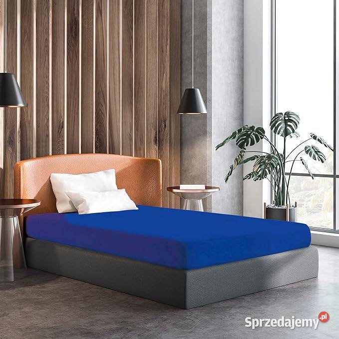 120x200 Niebieskie Prześcieradło z gumką 100 Gaszowice