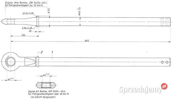 Ucho zaczepu 805 mm BPW 1030652174 sprzedam