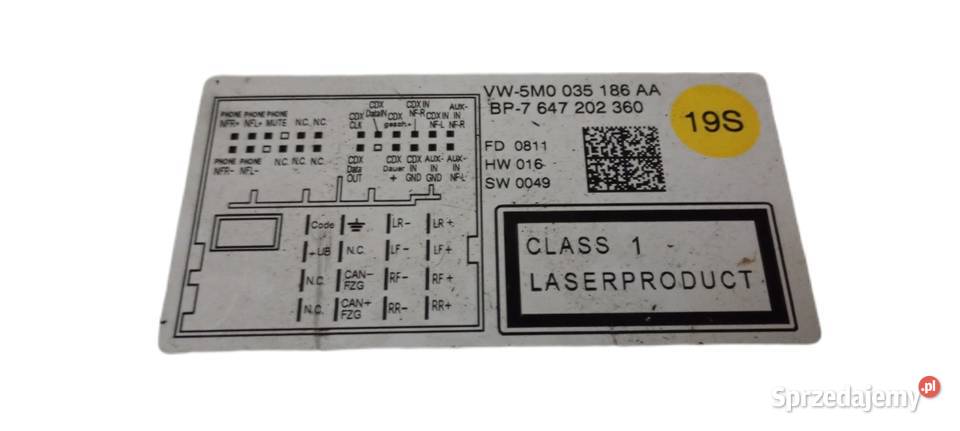 VW GOLF V PLUS RADIO CD 5M0035186AA pomorskie Iłownica