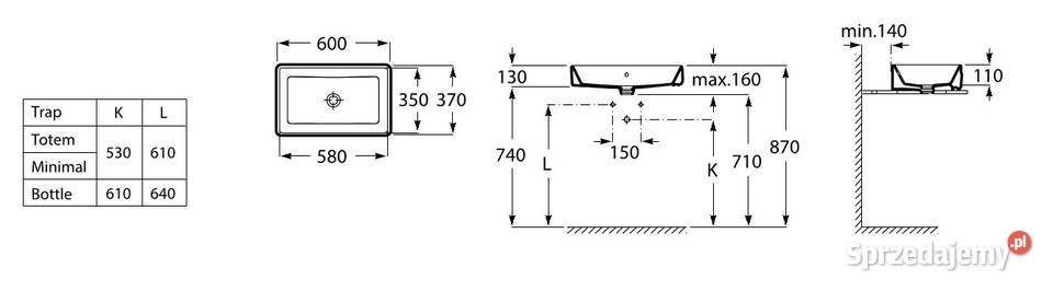 Roca Gap Umywalka nablatowa 60x37 Warszawa