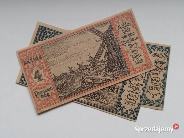 Trzy banknoty 50 Pfennig 1921 r miasta Berlin zachodniopomorskie Koszalin