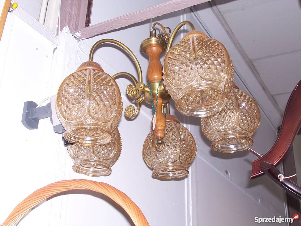 Lampa sufitowa mosiadzszkłodrewno Oleśnica