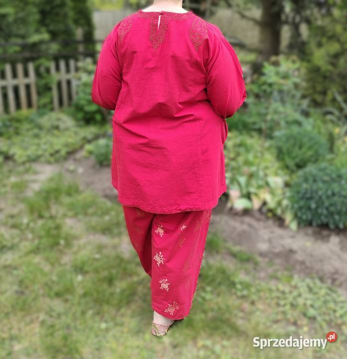 Czerwony komplet Salwar Kurti 2XL 3XL Haft Szczecin