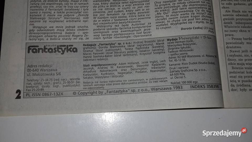 Czasopismo Nowa Fantastyka 11 i 12 z 1993 Kraków