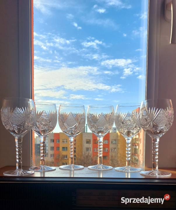 Piękne kieliszki kryształowe PRL Wrocław