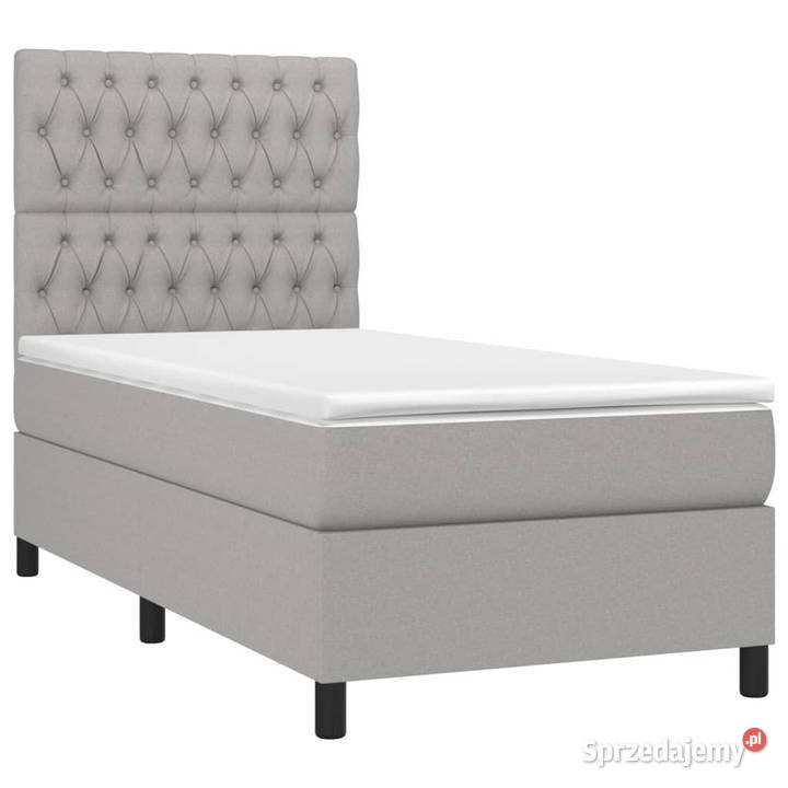 Łóżko kontynentalne z materacem jasnoszare 128cm Łóżka sprzedam
