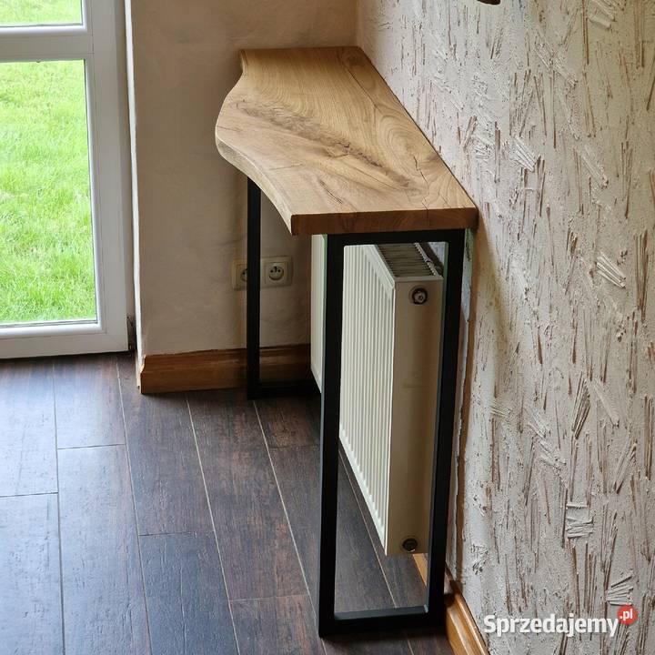 Konsola loft BLAT DĘBOWY z naturalną krawędzią