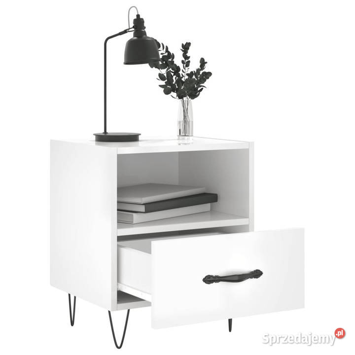 Szafki nocne 2 białe wysoki połysk 40x35x475 mazowieckie